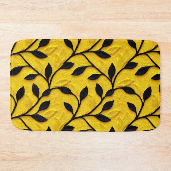 Item preview, 3D Golden Yellow And Black Satin Stitch Leaf Pattern designed and sold by igraphixart.