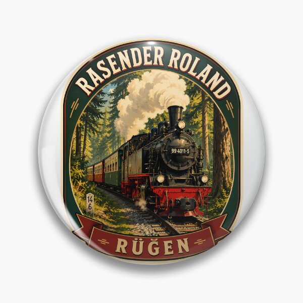 Item preview, Rasender Roland Rügen Island - Vintage Steam Train Retro Badge designed and sold by Digital Dreams Arts.