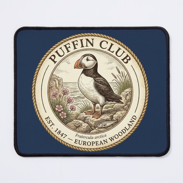Item preview, Puffin Club Vintage Badge European Wildlife Art designed and sold by CalmCapy Co.