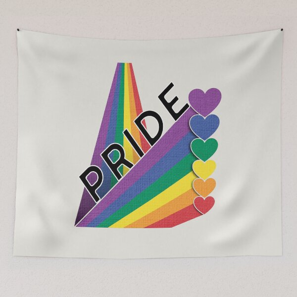 Item preview, Paper Rainbow Pride Flag Bouncing Hearts designed and sold by TackyTime.