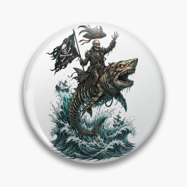 Item preview, Skeletal Pirate Riding Skeleton Shark - Dark Ocean Fantasy designed and sold by M.Store.