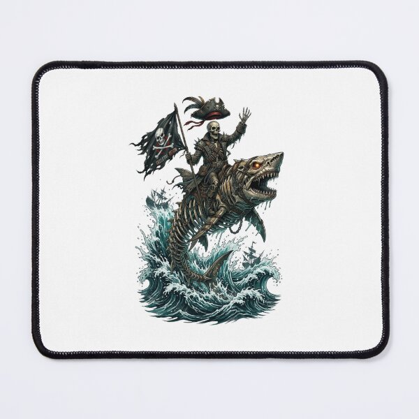 Item preview, Skeletal Pirate Riding Skeleton Shark - Dark Ocean Fantasy designed and sold by M.Store.