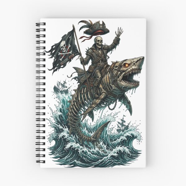 Item preview, Skeletal Pirate Riding Skeleton Shark - Dark Ocean Fantasy designed and sold by M.Store.