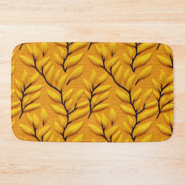 Item preview, Classic Lemon Yellow And Black Embroidered Leaf Pattern designed and sold by igraphixart.