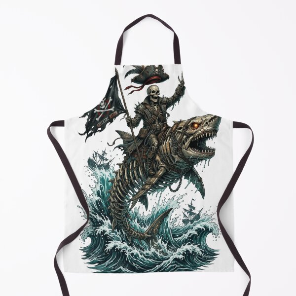 Item preview, Skeletal Pirate Riding Skeleton Shark - Dark Ocean Fantasy designed and sold by M.Store.