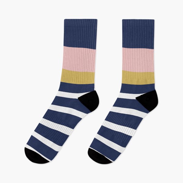 Item preview, Mixed Stripe Pattern in Navy Blue, Blush Pink, Mustard Yellow, and White designed and sold by kierkegaard.