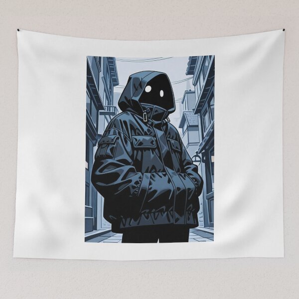 Item preview, Fashion - Man in Black Puffer Jacket Hood Up Streetwear Anime Variant 2 designed and sold by AnimeShin.