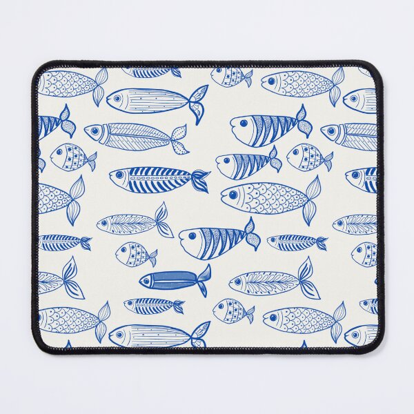 Item preview, Fish and sardines, cobalt blue nautical designed and sold by OhNoNotAgain42.
