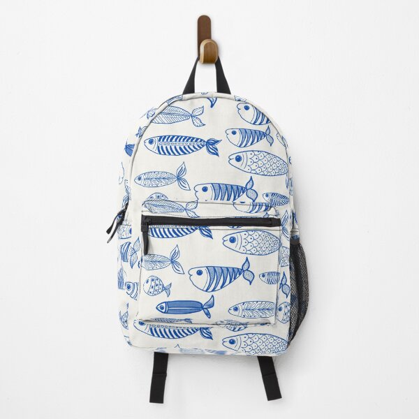 Item preview, Fish and sardines, cobalt blue nautical designed and sold by OhNoNotAgain42.
