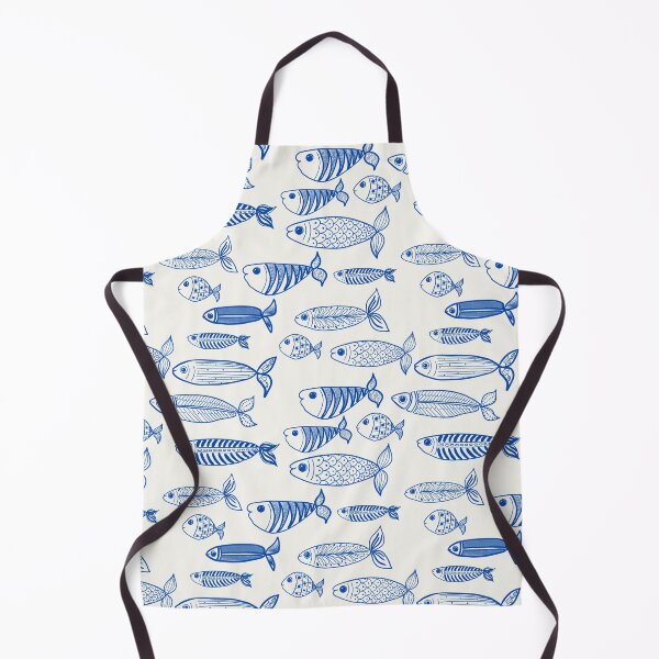 Item preview, Fish and sardines, cobalt blue nautical designed and sold by OhNoNotAgain42.