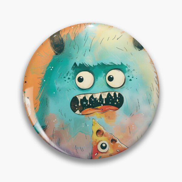 Item preview, Cute Monster Sitting on Pizza - Funny Food Doodle designed and sold by OopsIDrewIt.
