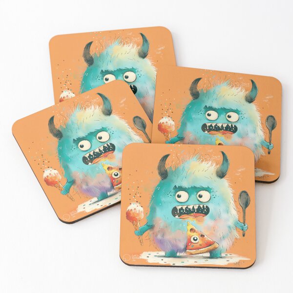 Item preview, Cute Monster Sitting on Pizza - Funny Food Doodle designed and sold by OopsIDrewIt.