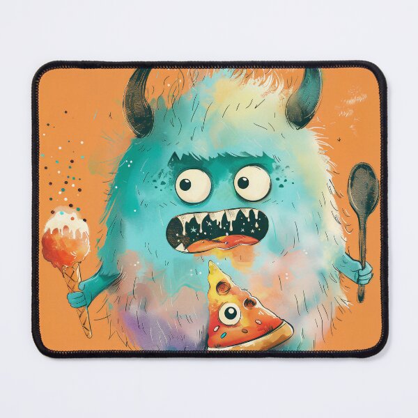 Item preview, Cute Monster Sitting on Pizza - Funny Food Doodle designed and sold by OopsIDrewIt.