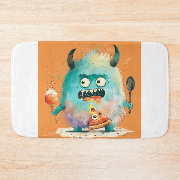 Item preview, Cute Monster Sitting on Pizza - Funny Food Doodle designed and sold by OopsIDrewIt.