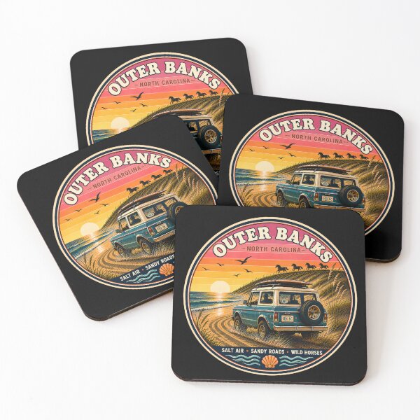 Item preview, Outer Banks Bronco 4x4 Retro Sunset Badge designed and sold by Swanny's Custom T-shirt and Gift Designs.