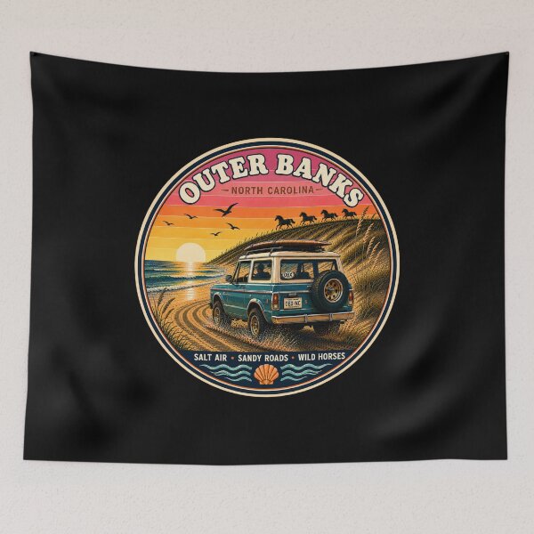 Item preview, Outer Banks Bronco 4x4 Retro Sunset Badge designed and sold by Swanny's Custom T-shirt and Gift Designs.