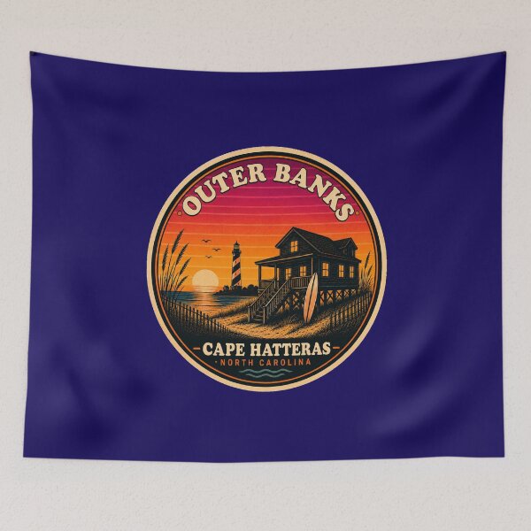 Item preview, Outer Banks Cape Hatteras Retro Sunset Badge designed and sold by Swanny's Custom T-shirt and Gift Designs.