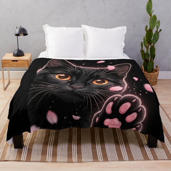Item preview, Cute Black Cat Paw with Pink Sakura Petals designed and sold by Spiritualwall.