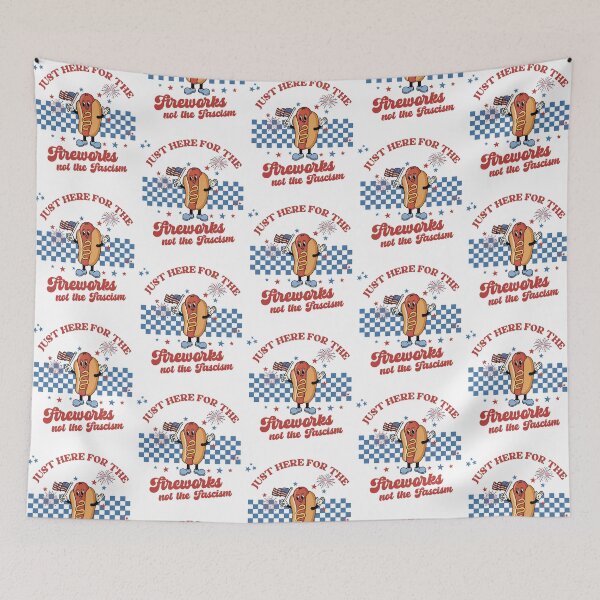 Item preview, Just Here For The Fireworks Not The Fascism Funny Patriotic Hot Dog designed and sold by Noctivyra.