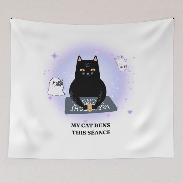 Item preview, Funny Black Cat Séance Witch Design designed and sold by AetherNest | Sacred Art by Alicia Jia D.