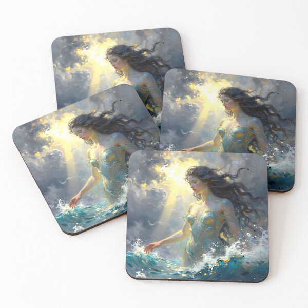 Item preview, Sea Goddess Standing in Luminous Ocean Waves With Ethereal Light and Mythical Beauty designed and sold by LisaMise.