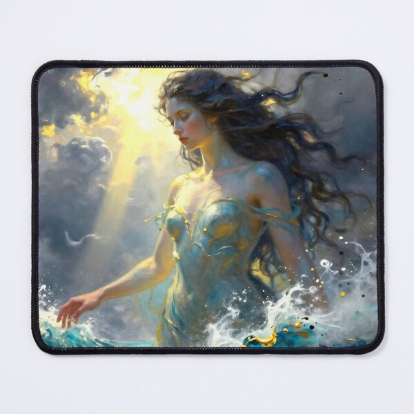 Item preview, Sea Goddess Standing in Luminous Ocean Waves With Ethereal Light and Mythical Beauty designed and sold by LisaMise.