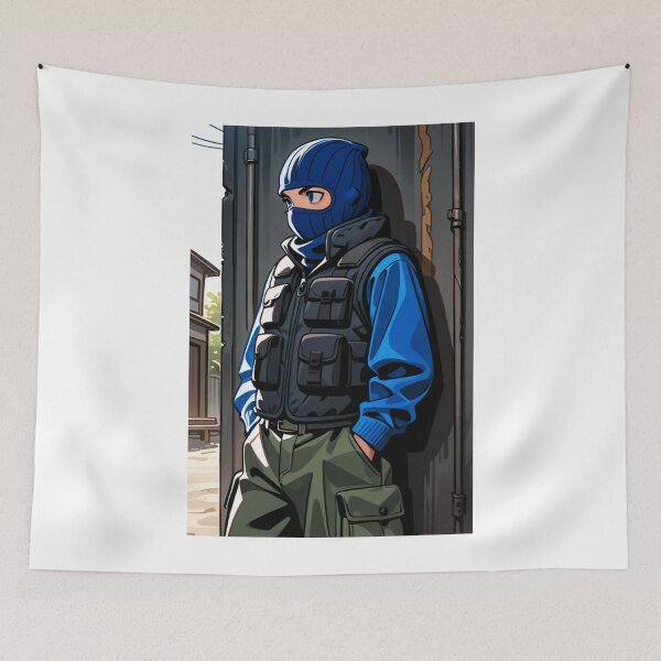 Item preview, Fashion - Man in Black Puffer Vest Balaclava Cargo Streetwear Anime designed and sold by AnimeShin.