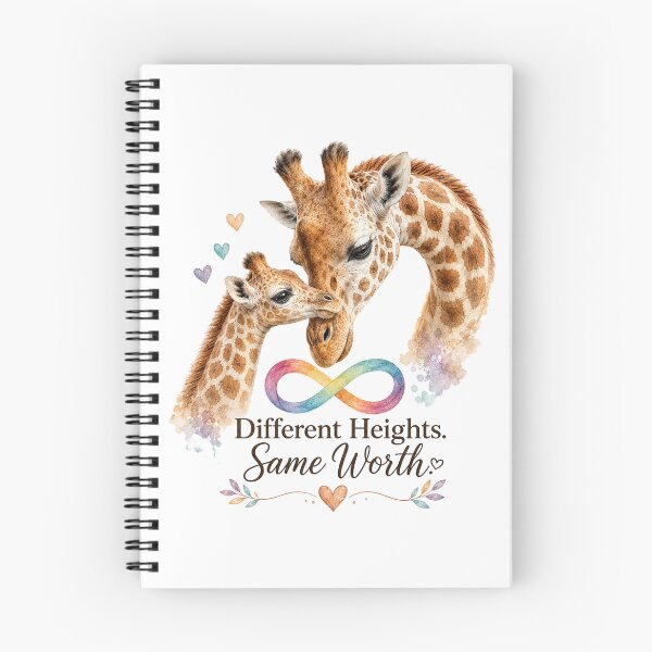Item preview, Different Heights Same Worth | Autism Acceptance & Neurodiversity Giraffe | Designed for Light Shirts designed and sold by NicheCraft Studio.