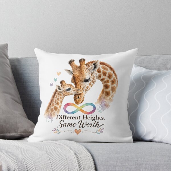 Item preview, Different Heights Same Worth | Autism Acceptance & Neurodiversity Giraffe | Designed for Light Shirts designed and sold by NicheCraft Studio.