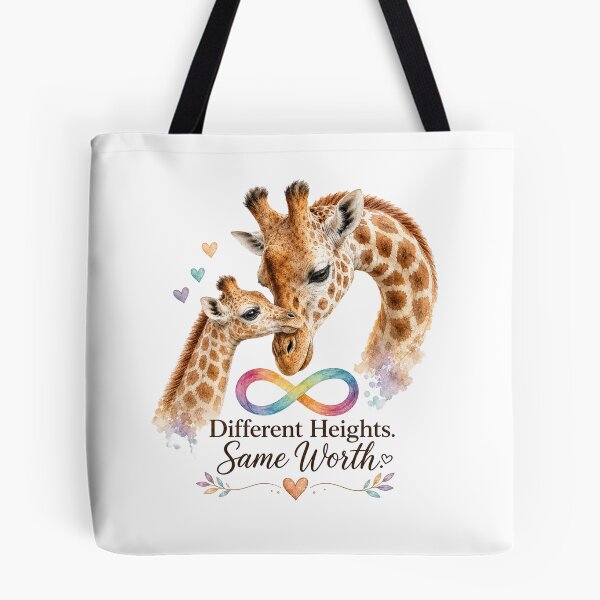 Item preview, Different Heights Same Worth | Autism Acceptance & Neurodiversity Giraffe | Designed for Light Shirts designed and sold by NicheCraft Studio.