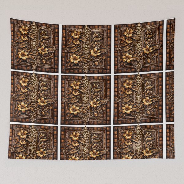 Item preview, Rustic Woven Wood Floral Tribal Art designed and sold by krujoArt.