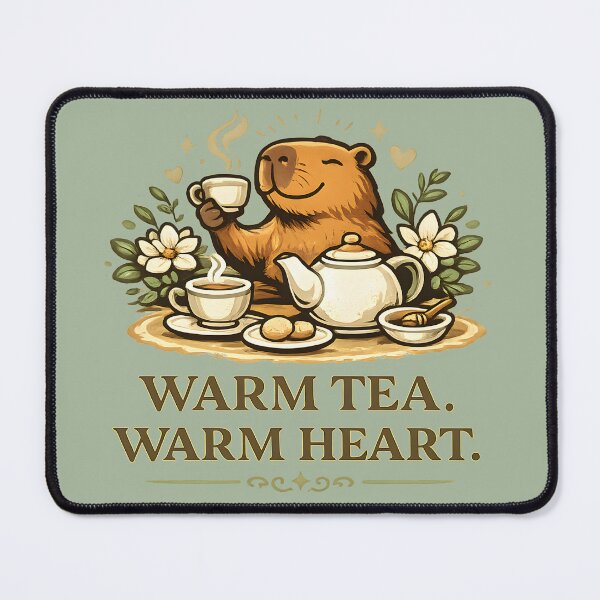 Item preview, Warm Tea Warm Heart Capybara Shirt – Cozy Self Care Vintage Graphic Tee designed and sold by Artistry in Motion by MADsrecreation.