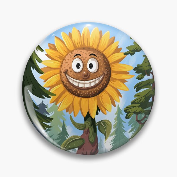 Item preview, A smiling sunflower in a forest land. designed and sold by MyHappyArtShop.