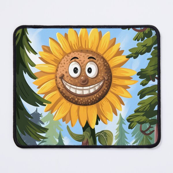 Item preview, A smiling sunflower in a forest land. designed and sold by MyHappyArtShop.