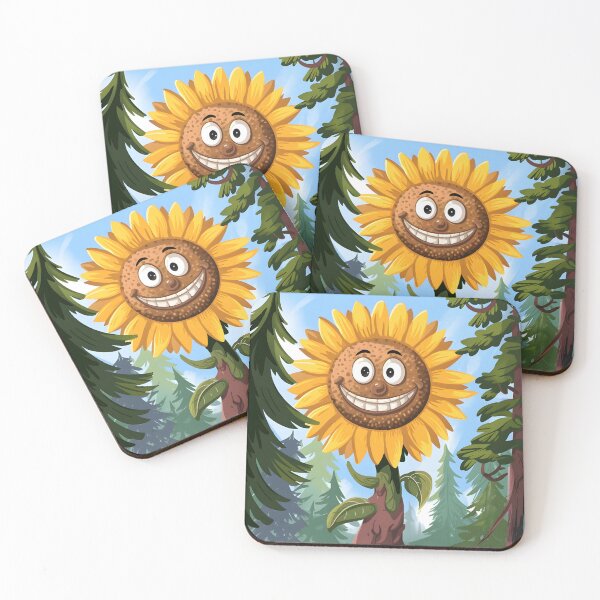 Item preview, A smiling sunflower in a forest land. designed and sold by MyHappyArtShop.