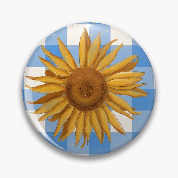 Item preview, Sunflower on blue gingham - French country floral designed and sold by OhNoNotAgain42.