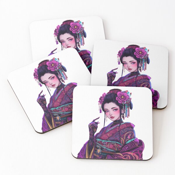 Item preview, Neon Peony Geisha — Tattooed Cyber Beauty designed and sold by kummo-0319.