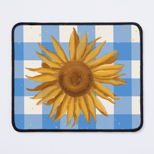 Item preview, Sunflower on blue gingham - French country floral designed and sold by OhNoNotAgain42.