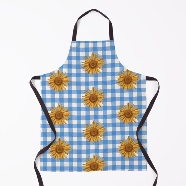 Item preview, Sunflower on blue gingham - French country floral designed and sold by OhNoNotAgain42.
