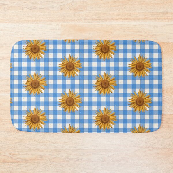 Item preview, Sunflower on blue gingham - French country floral designed and sold by OhNoNotAgain42.