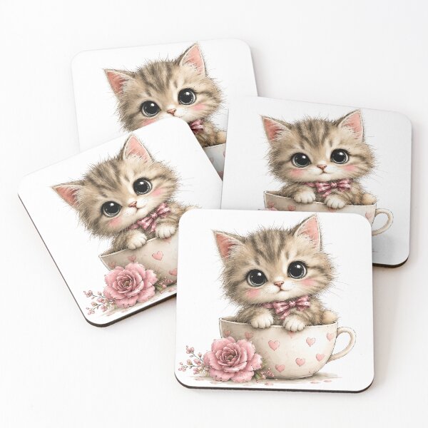 Item preview, Cute Kitten in Teacup Illustration designed and sold by Partoon-dp.