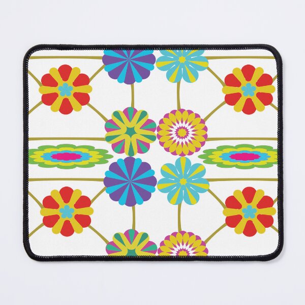Item preview, Colorful Folk Art Floral Geometric Seamless Pattern with Decorative Flowers and Lattice Design  Description designed and sold by Ei-Ei.