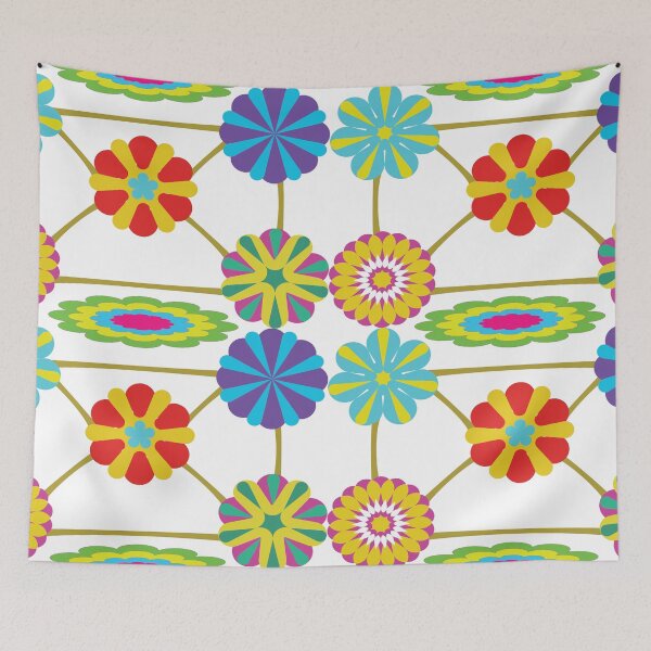 Item preview, Colorful Folk Art Floral Geometric Seamless Pattern with Decorative Flowers and Lattice Design  Description designed and sold by Ei-Ei.