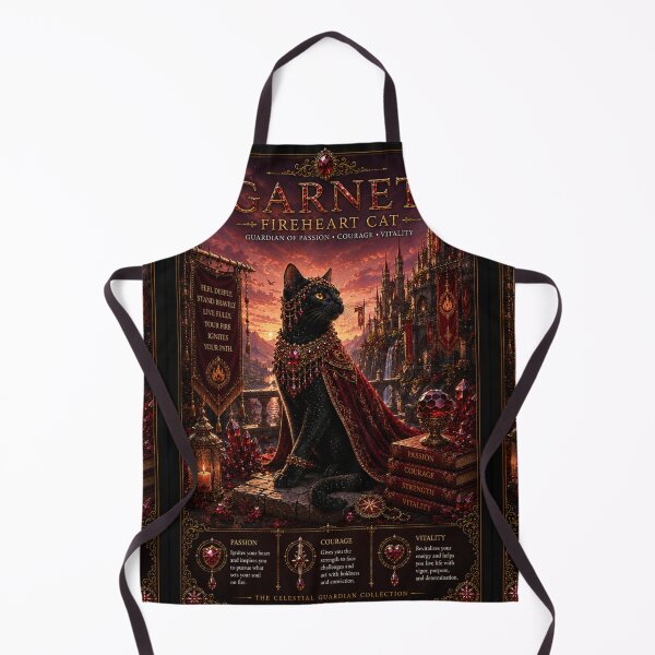 Item preview, Garnet Fireheart Cat Guardian of Passion Courage and Vitality Fantasy Black Cat Art designed and sold by Mindworx21.