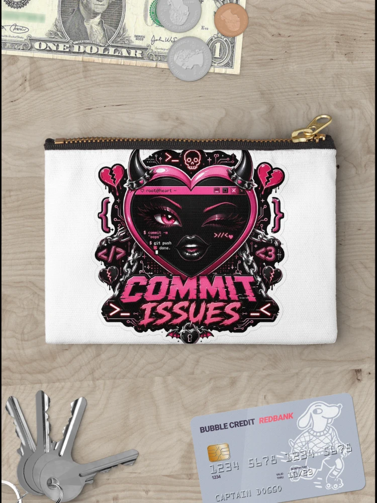 Thumbnail 3 of 4, Zipper Pouch, Commit Issues designed and sold by DebugLab.