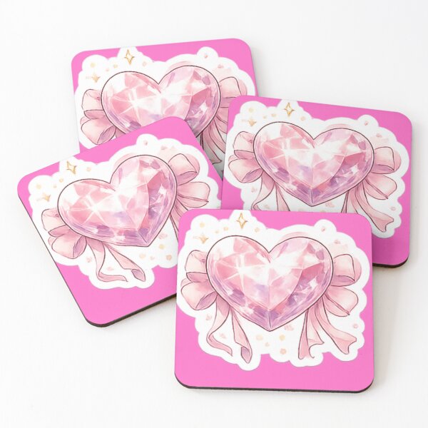 Item preview, shiny crystal heart with pink bow sticker art designed and sold by AstralBloomm.