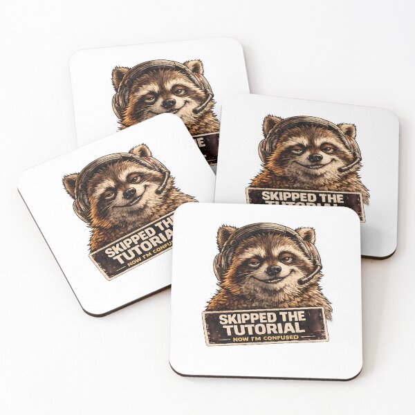 Item preview, Skipped The Tutorial Now I'm Confused Funny Gamer Raccoon Meme designed and sold by DryHumorPrints.