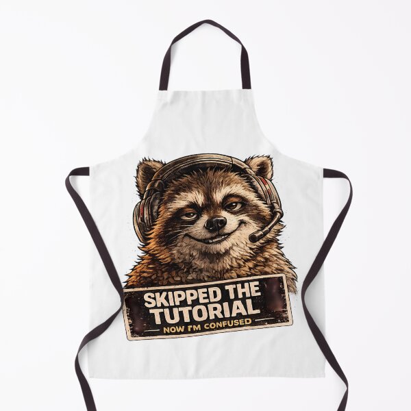 Item preview, Skipped The Tutorial Now I'm Confused Funny Gamer Raccoon Meme designed and sold by DryHumorPrints.