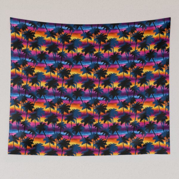 Item preview, Deep Blue And Pink Tropical Twilight Palm Pattern designed and sold by igraphixart.
