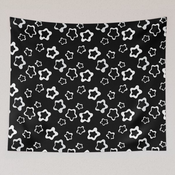 Item preview, Black And White Rounded Stars Pattern Bold Print designed and sold by violet-hope.